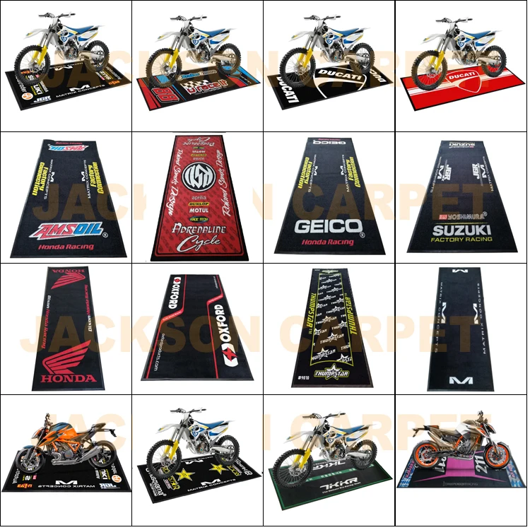 Customizable Logo Floor Mat for Motorcycles Outdoor Rubber Pit Mat With Waterproof Feature Nylon TPR Material
