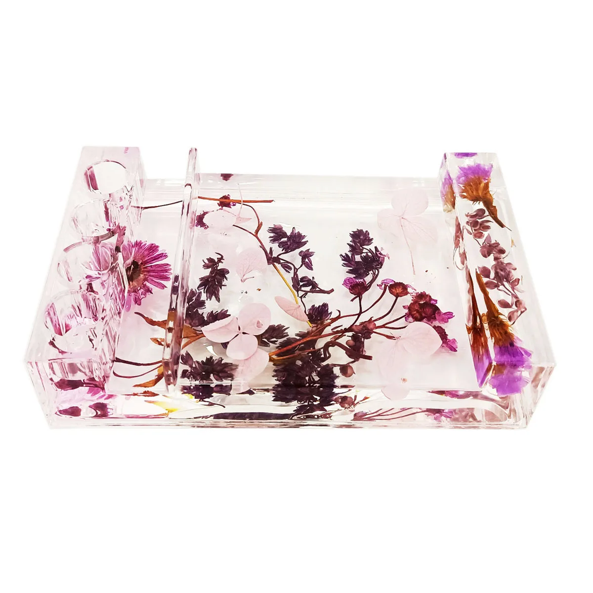 Маркетинг акриловые Memo ручка держатель телефона Фиолетовый Природа засушенные цветы коллекция офиса школы дома Настольный Органайзер