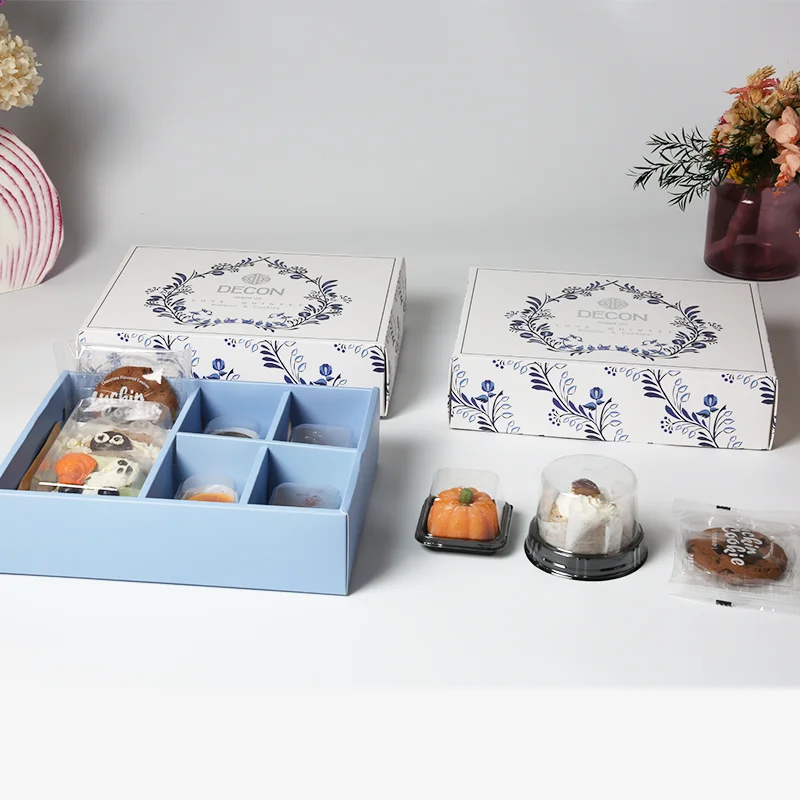 Foldable Lid and Base  Box Custom logo Printed for Food Elegant Partitioned Cookie Gift Box  Customizable Packaging for Desserts