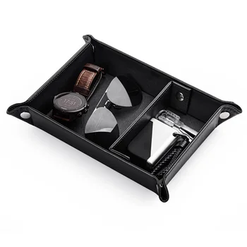 PU leather desktop storage box, foyer key storage, leather partition tray, jewelry and cosmetics storage tray