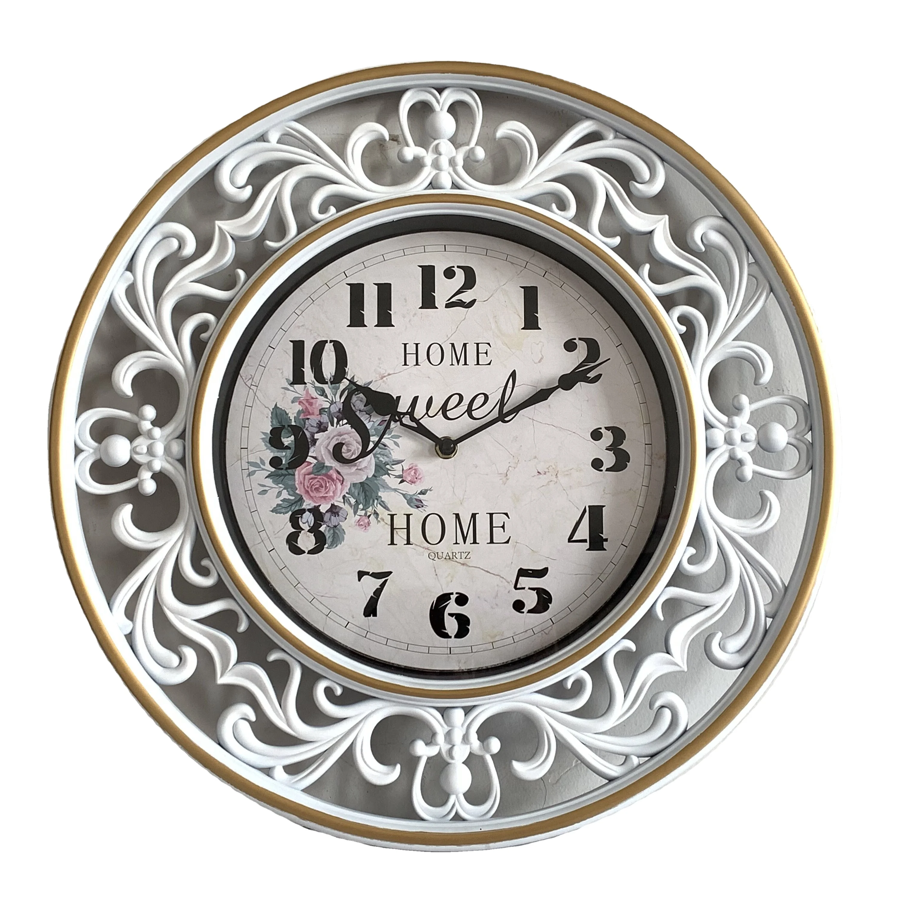 18 Inch Elegant Home Vintage Style Rose Dial Round Plastic Wall Clock Buy Elegant Rose Dial Vintage Wall Clock