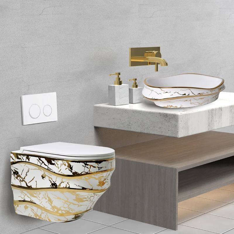 Creation Trend Modern Style Wall Mounted Gold Ceramic Wall Hung Wc Toilet For Customized Buy