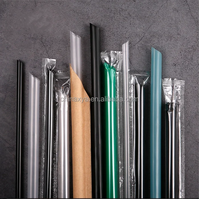 super Extra super long pp milkshake straw wrapped bubble tea straw disposable plastic drinking straws supplier