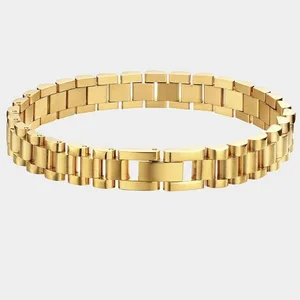 High Quality Stainless Steel Gold Plated Bracelet Trendy Removable Geometry Watchband Chain Bracelets for Unisex New Fashion