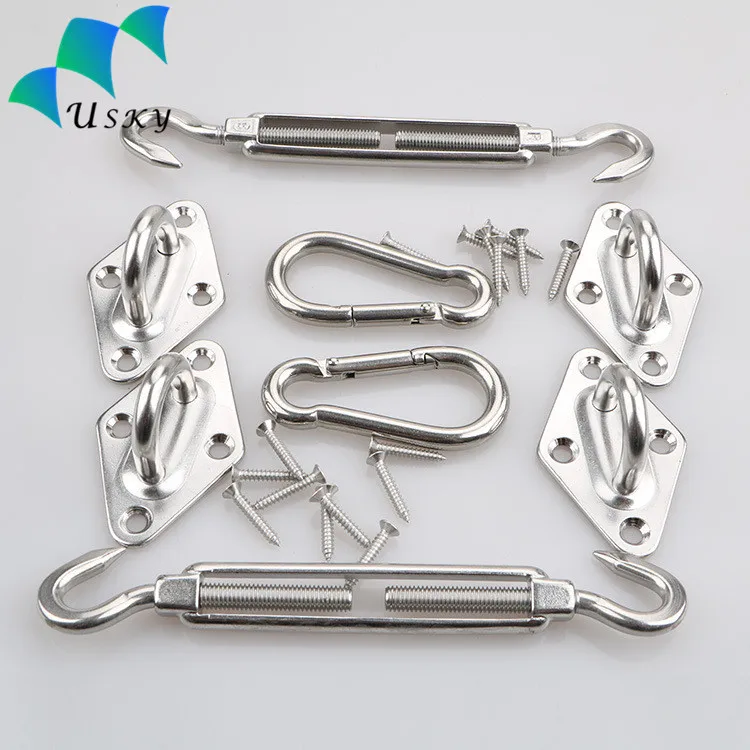 Customized Size 8m Triangle Shade Sail  with Hooks Set Accessories
