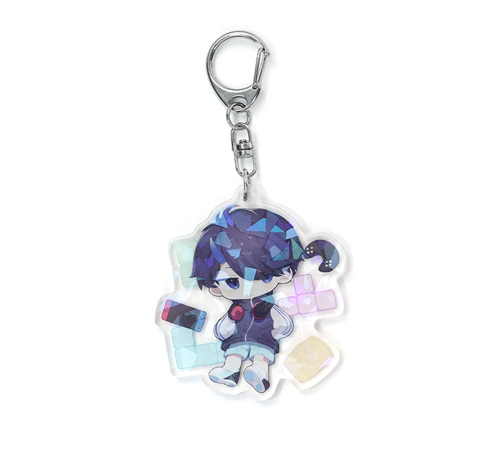 Double Sided Printing Holographic holo rainbow Acrylic Charm Anime Game Peripheral Kawaii Key Pendant
