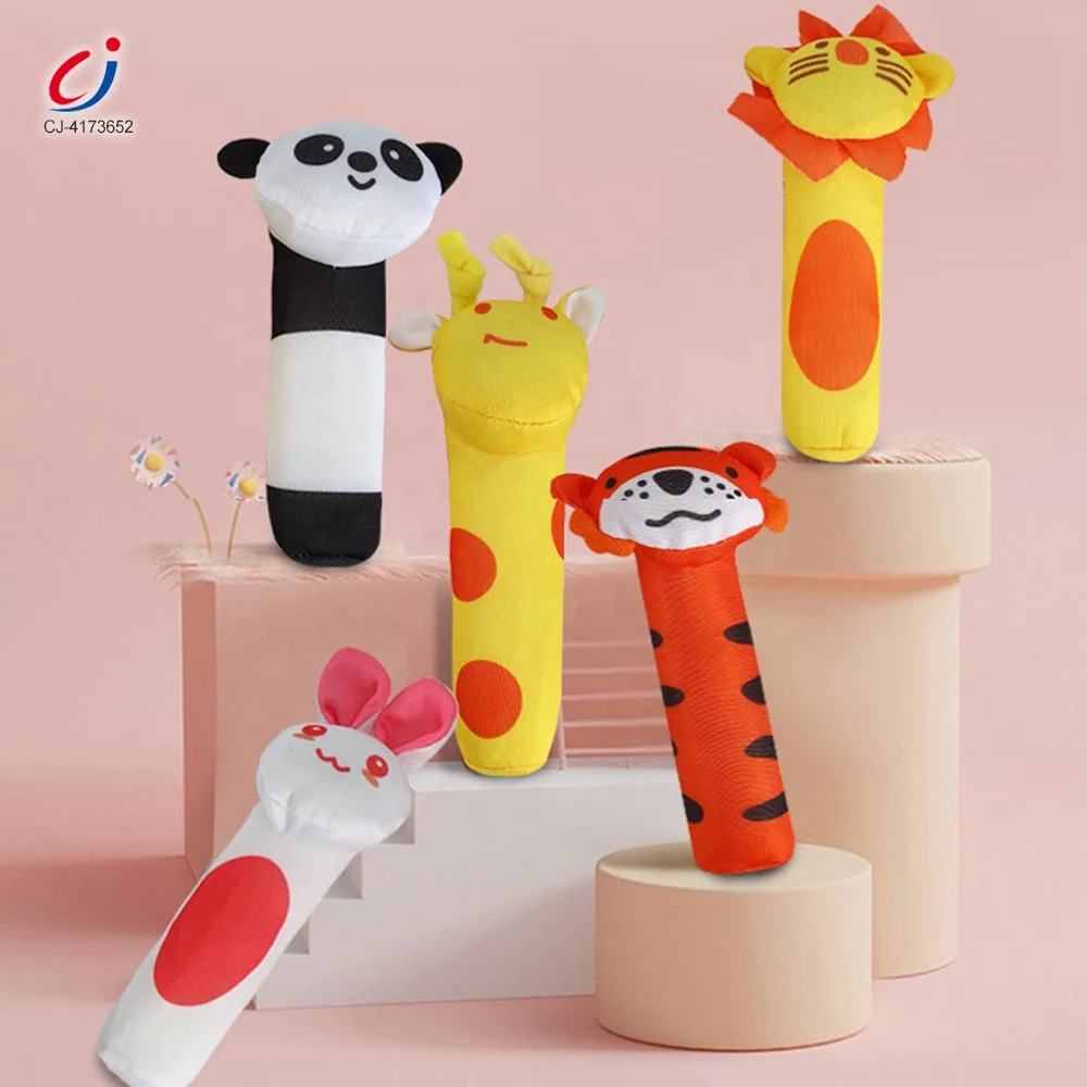 Chengji Hot Selling Infant Soft Rattles Hand Shaker Plush Rattle Toys Cartoon Animals Design Baby Toy Bb Stick