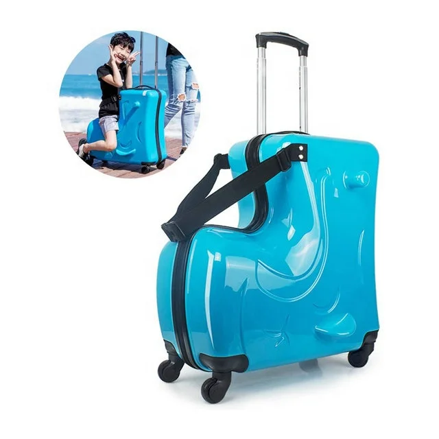 Cute Kids Portable Trolley Suitcase With Scooter Travel Luggage