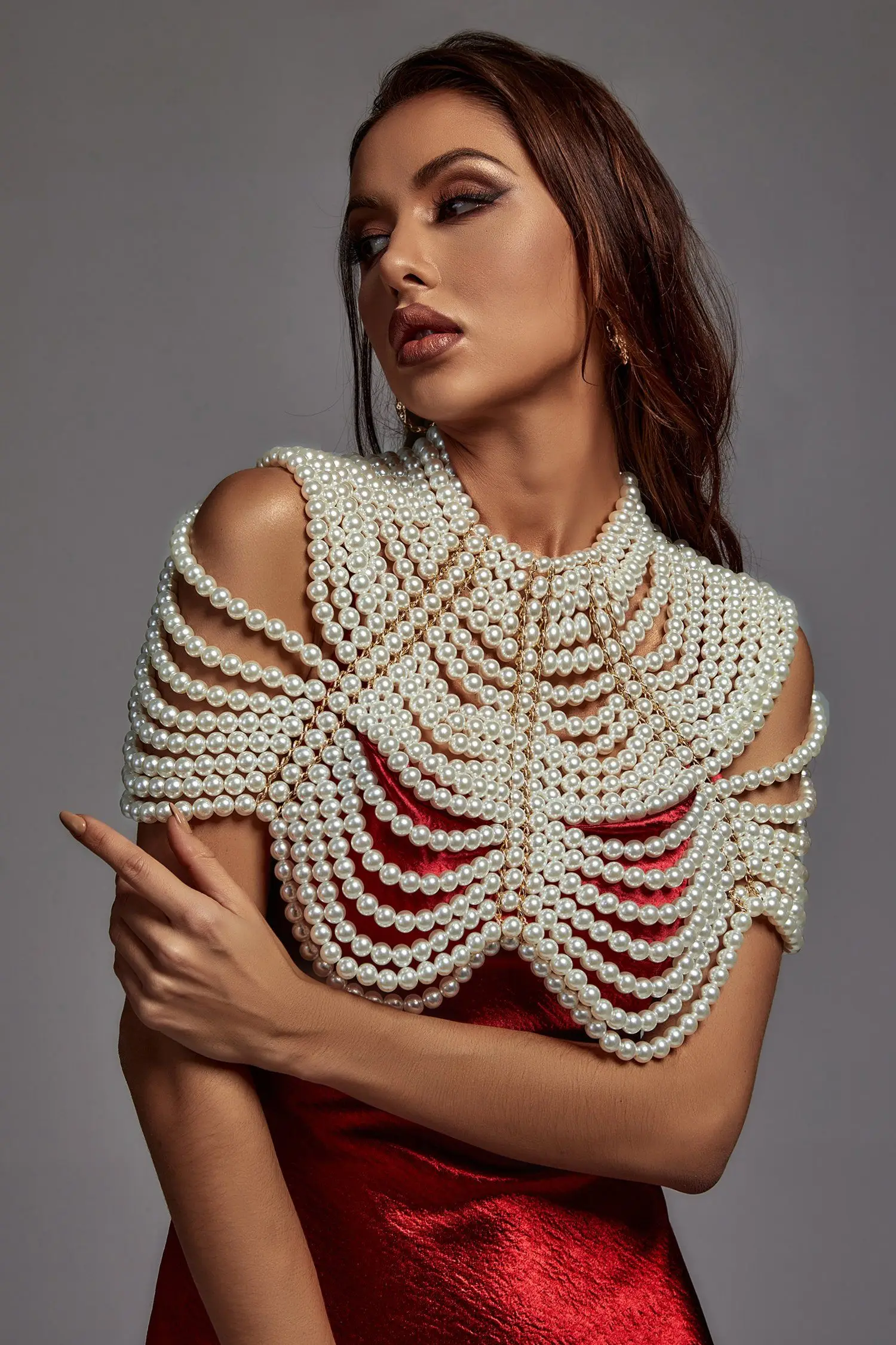 .com .com: CCbodily Pearl Body Chain Bra - Fashion