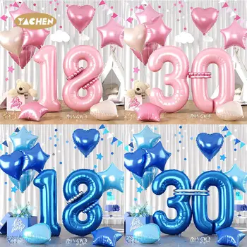 YACHEN 40 Inch Pink and Blue Large Number Aluminum Film Balloon Set Birthday Anniversary Party Decoration