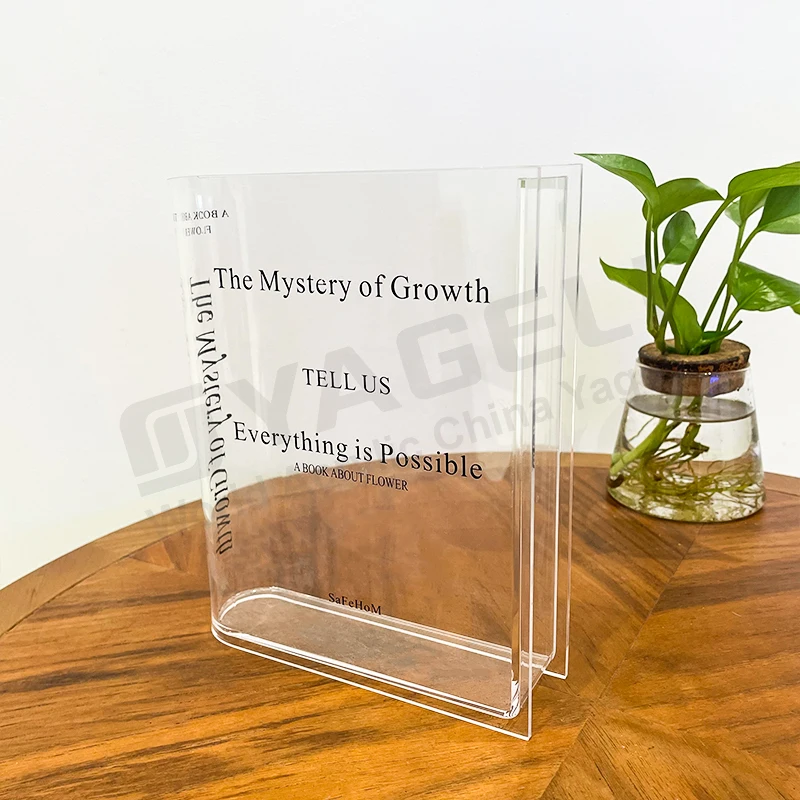 Vaso Infrangibile Acrilico Trasparente A Forma Di Libro | Design Minimalista Per Fiori, Decorazione Casa, Ufficio, Tavolo | Regalo Inaugurazione Casa - 2