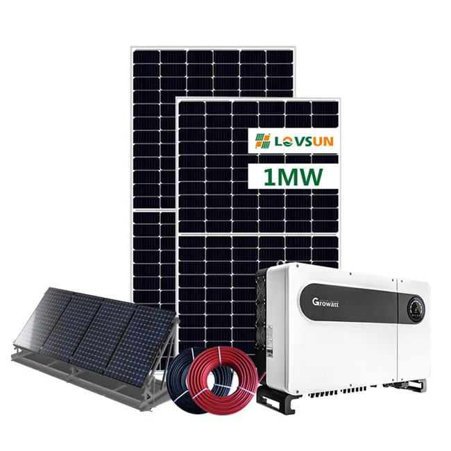 Solar panel power plant commercial utility 1MW on grid system with inverter cable solar mounting