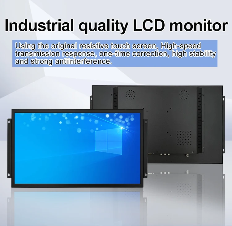Factory 18.5 21.5 Inch 1920*1080 HD VGA BNC Resistive USB Touch Screen Metal TFT Open Frame Embedded Industrial LCD Monitor