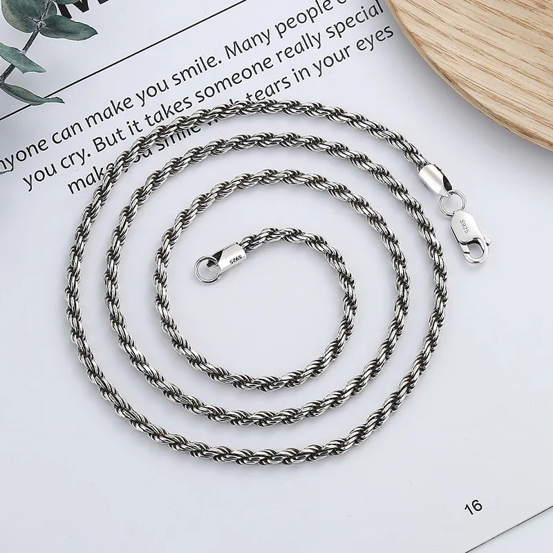 Wholesale Custom 2mm 3mm Box Chain Silver Custom Jewelry Necklace Thin