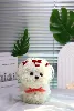 25cm white dog with red decorations