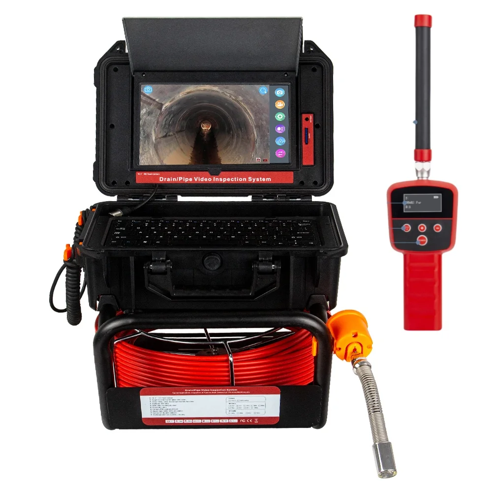 10.1Inch HD Touch Screen 512HZ Sonde/Transmitter Sewer Drain Endoscope 16GB Card Video Audio Recording Pipe Camera Inspection