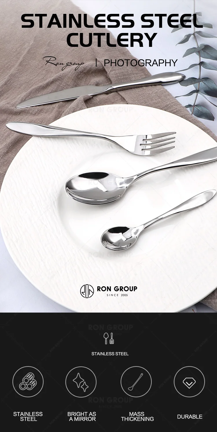 Elegance modern design restaurant flatware for wedding silverware food safe spoons forks knives stainless steel cutlery set