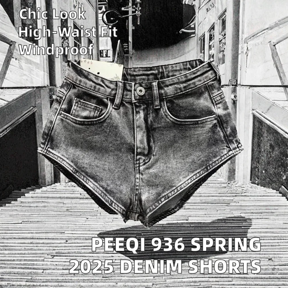 Peeqi 936 Spring 2025 New High Waist Y2K Breathable Denim Shorts Women's Streetwear Casual Sexy Eco-Friendly Plus Size