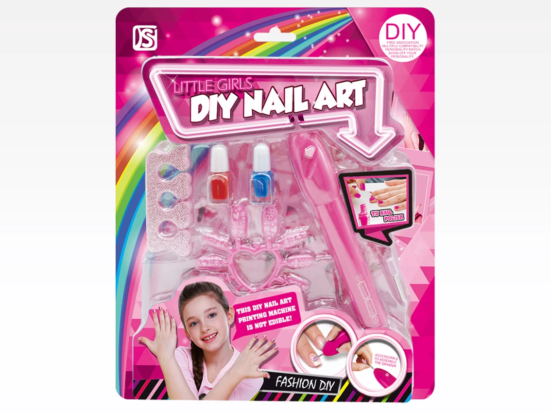 Girl DIY Nail Makeup Tools Set Kids Nail Art Kit With Print Pattern Machine  Nail Stamper Playset Perfect Gift For Girls - AliExpress