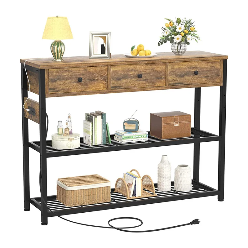 Entryway Table Console Table With 3 Drawers Sofa Table Narrow Long With ...