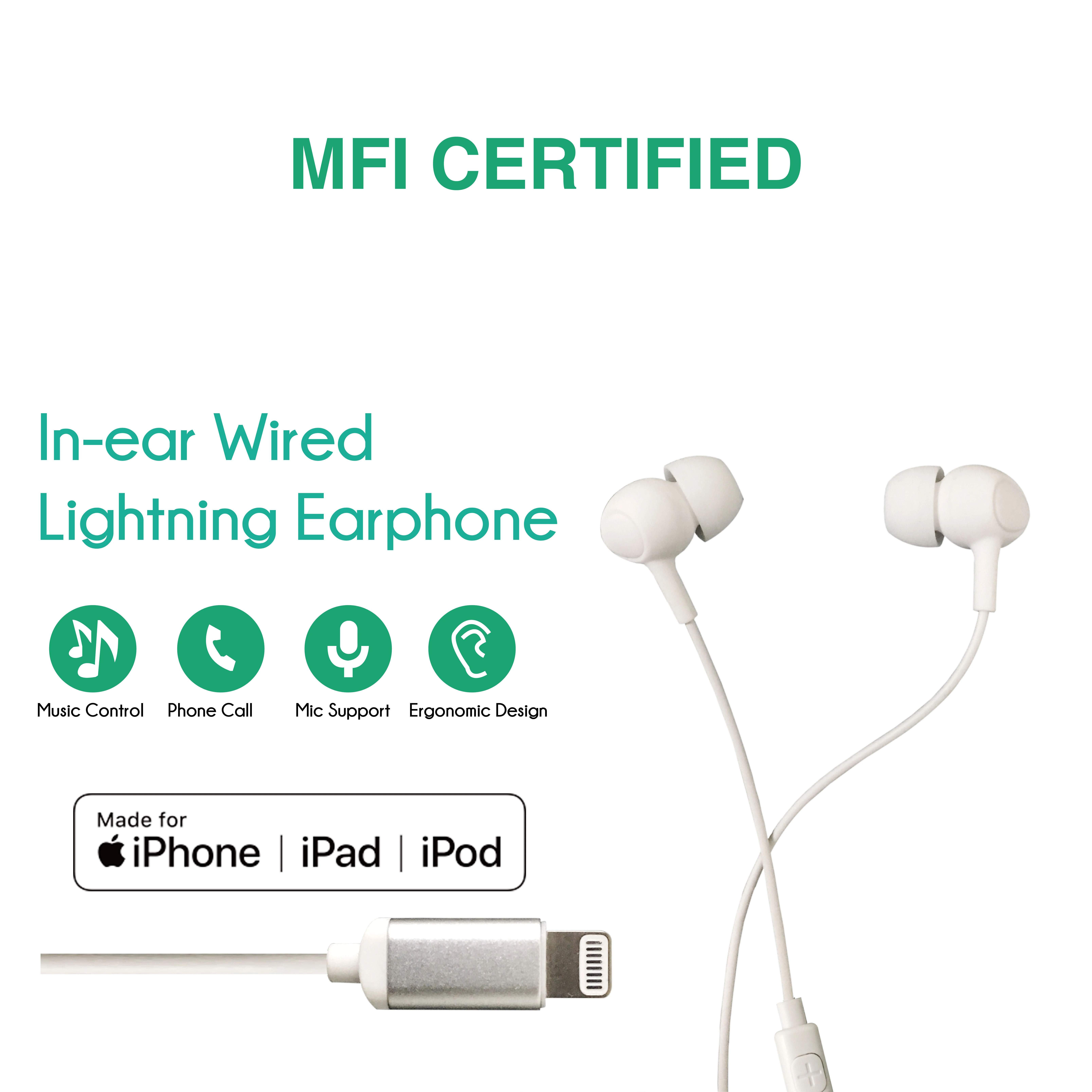 Lightn ing Wired Headphones Fone With Mic Sports Universal Earpiece  for iphone 12 13 Pro Max XS XR