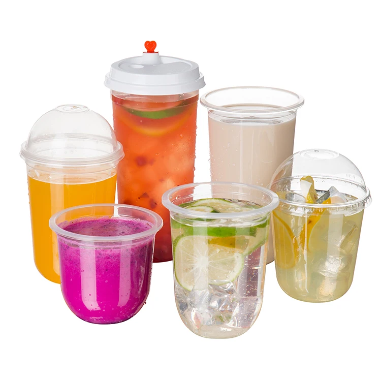 100pc/pack Disposable Plastic Bubble Tea Cups Beverage Juice Cups Takeaway  Drinking Package Customized