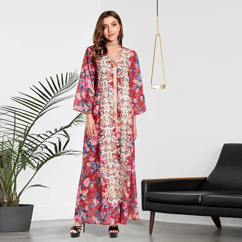 Ropa Islámica De Oriente Medio,Caftán Musulmán Largo Con Bordado De  Flores,Abaya,Nuevo Diseño - Buy Ropa Islámica,Alta Calidad Último Diseño  Ropa Islámica Abierto Abaya,Dubai Kaftan Marroquí Suelto Musulmana Satén  Lentejuelas Abaya Vestidos De