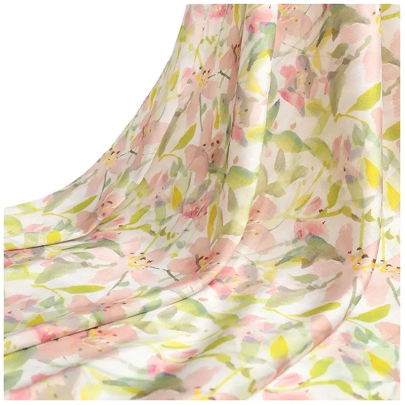 Саржевая корейская ткань с принтом тканая Полиэстеровая активным для платья цветочным рисунком