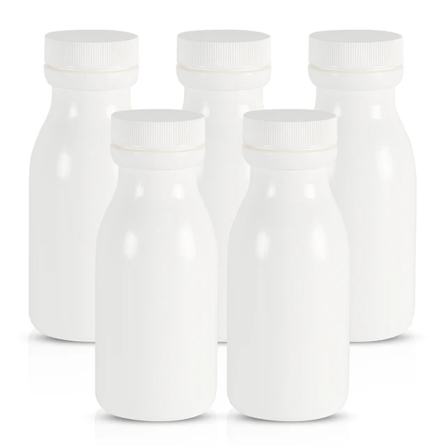 Hot Sale 70ml 150ml 200ml Small Special Shape Food Grade Hdpe White Plastic Round  Bottle with Screw Caps