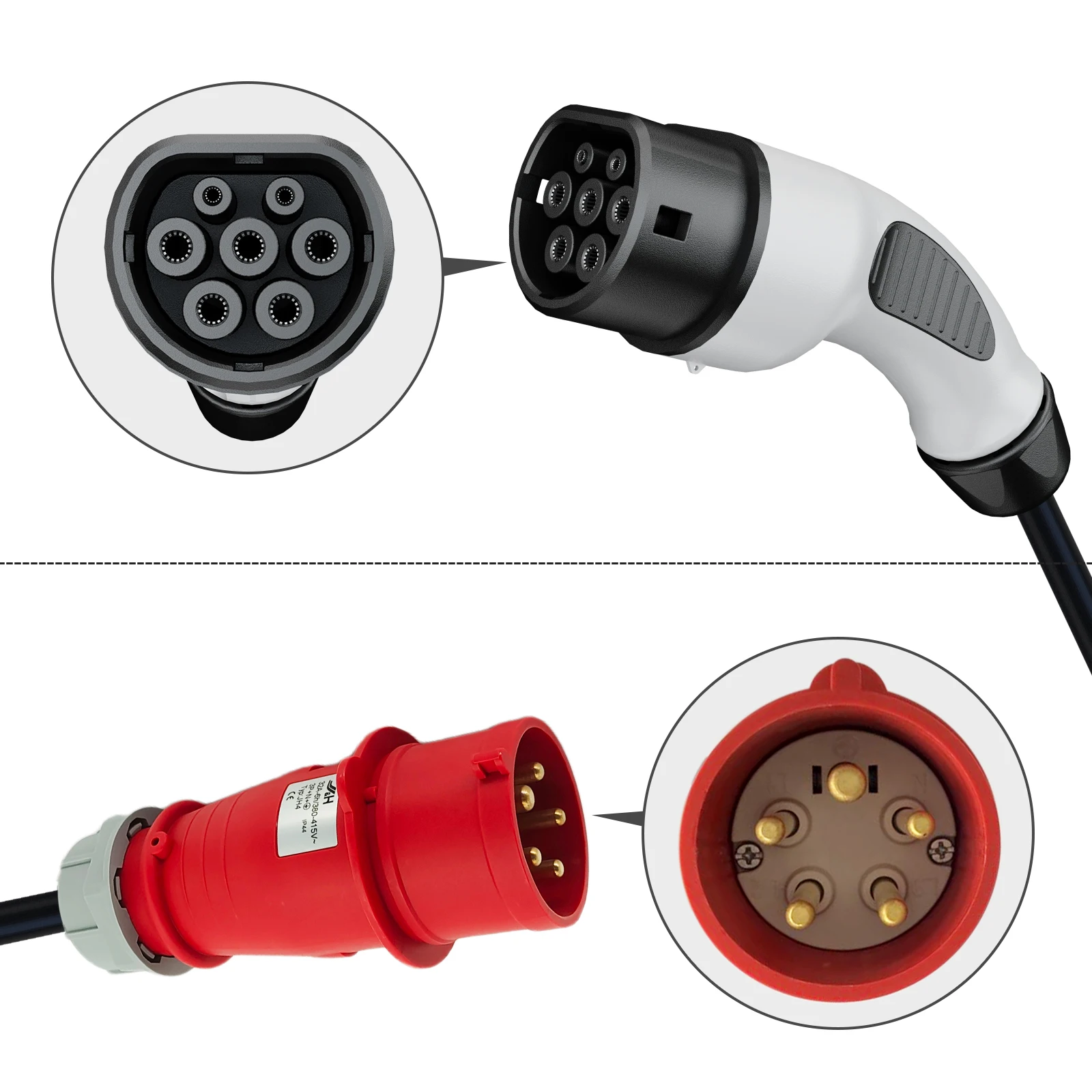 Khons 22KW 32A 3相旅行用電気自動車タイプ2 IEC62196-2モバイルIP65