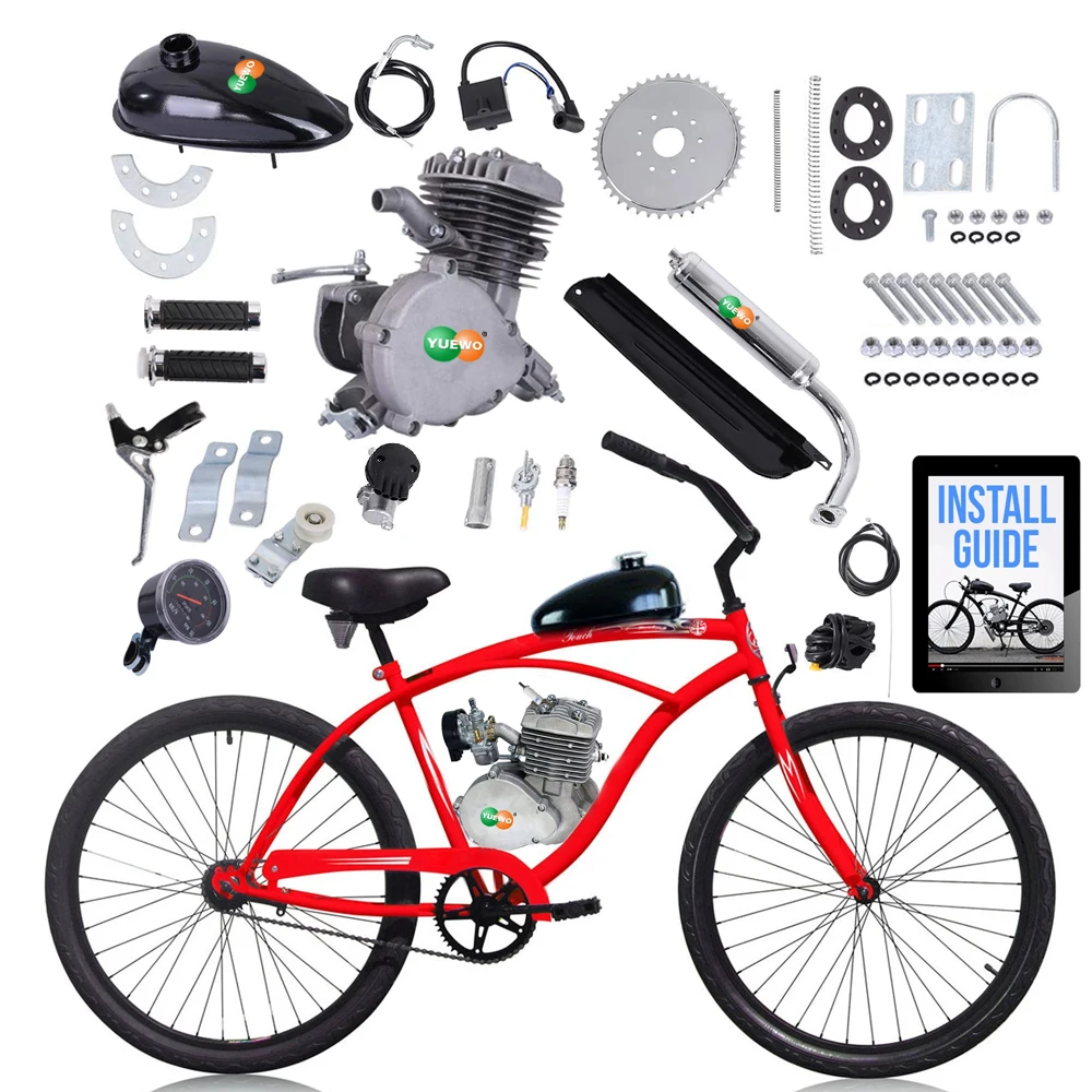 Black Yaheeda 80CC Bicycle Engine Kit,Motorized Upgrade Bike 2-Stroke Conversion Kit,DIY Petrol Gas Engine Bicycle Motor Kit Set for 26,28 Bikes Black 