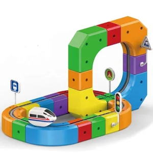 ITTL Hot Kids DIY Assembly Magic Track Car Baby Racing Runway Slot Educational Electronic Train Rail Cube Toy Slot Toys for Kids