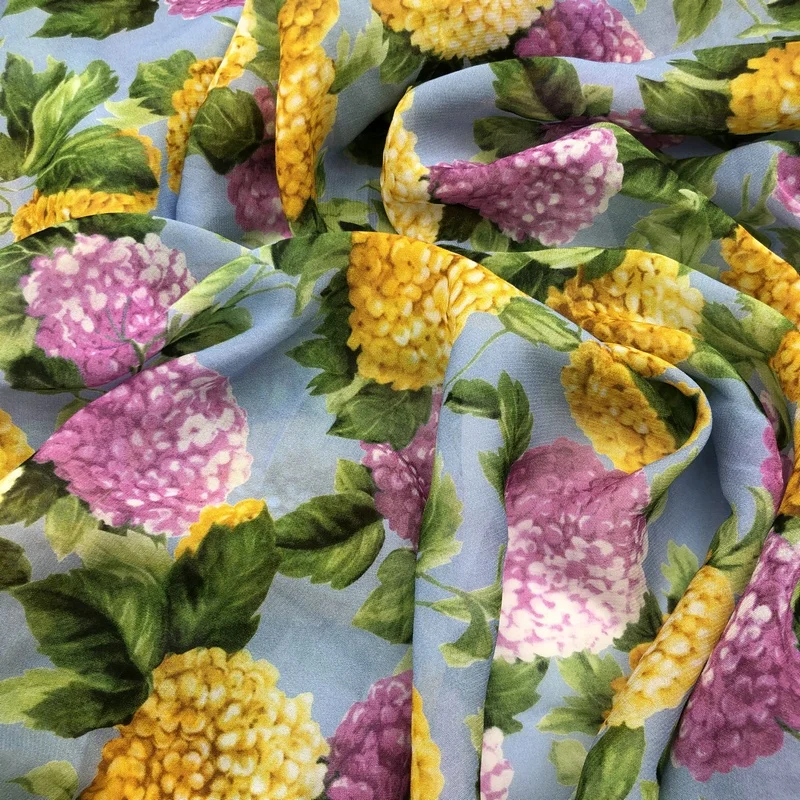 100 вискоза принт из искусственного шелка challis 50D ткань Жоржетта для платья