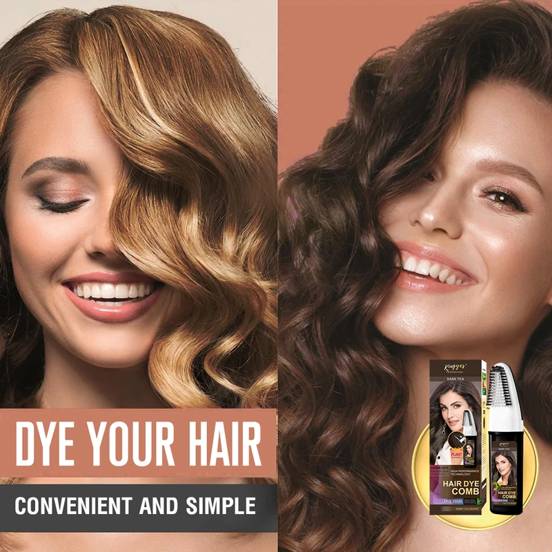 KINGYES Private Label 2 in 1 Professional Permanent Hair Dye Shampoo Natural Black Hair Dye Color Cream With Comb