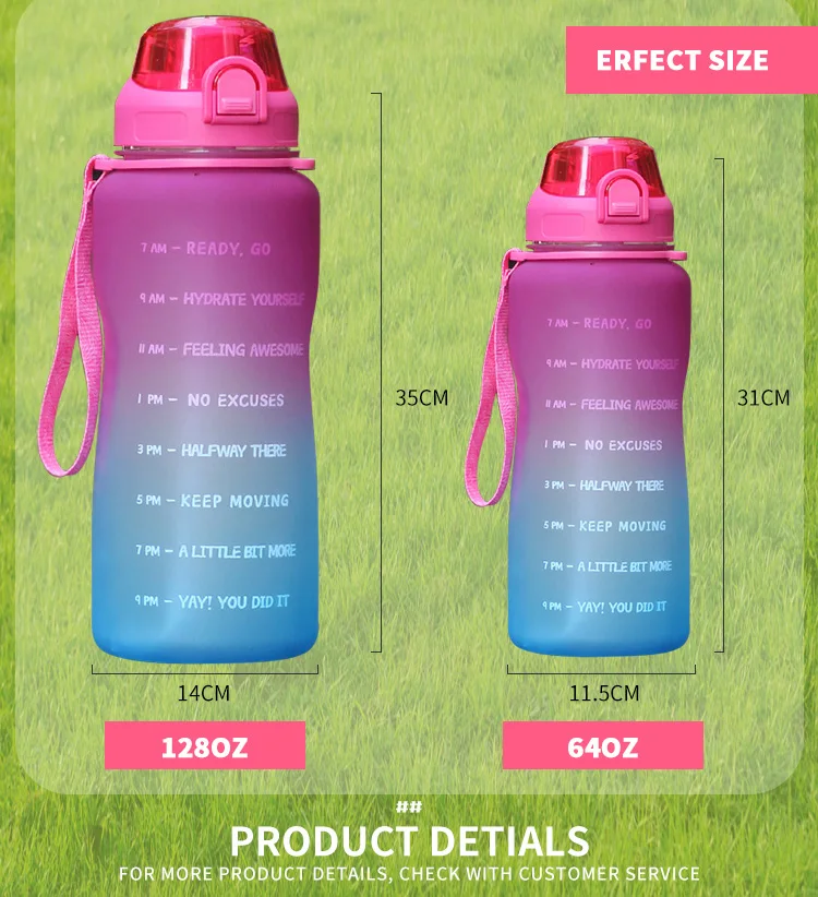 Custom Drinking Sports Plastic 2l Motivational Water Bottle 2 Liter ...