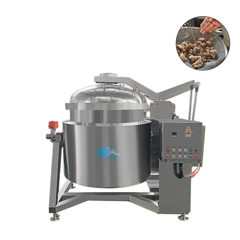 300 500 Liters Bone Broth Industrial Pressure Cooker Meat Soup Automatic Tilting Cooking Pot Bean Corn Steam Boiling Pan