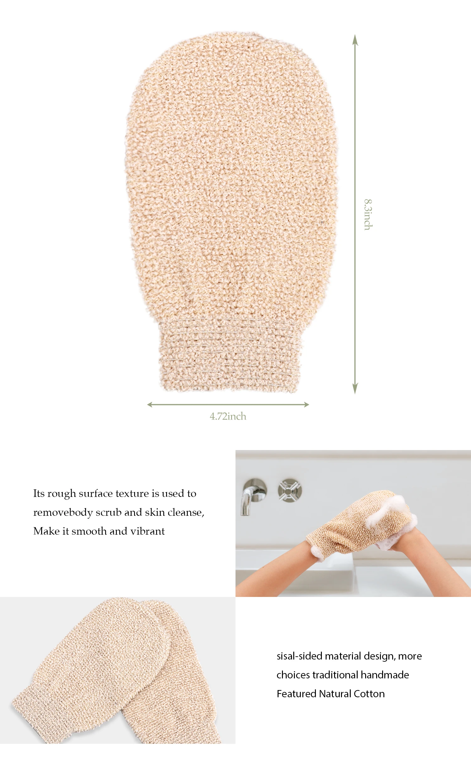 Ecofriendly Biodegradable Natural Sisal Exfoliating Bath Gloves