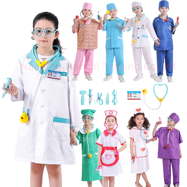 Kids Halloween Doctor Costume For Girls - Medical Scrubs Outfit With Accessories