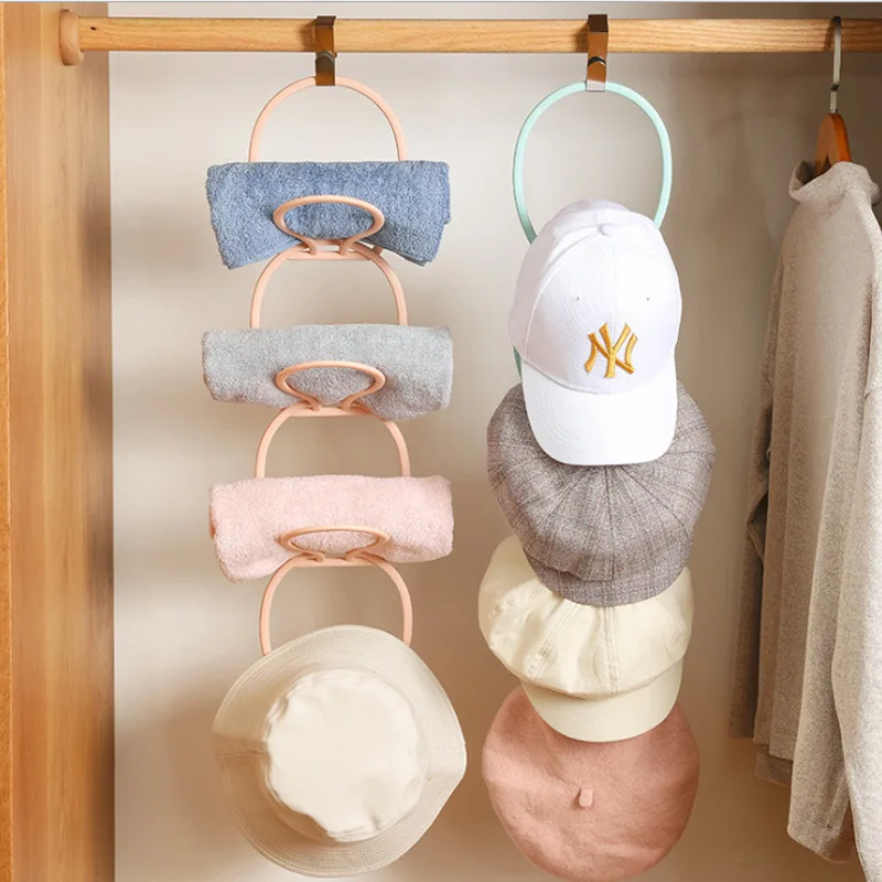 Multifunctional cabinet door hat storage artifacts drying rack Hanging hat storage rack dormitory scarf bag hook