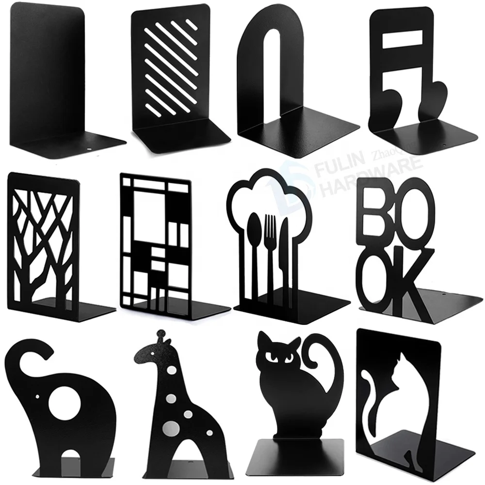 Металлический сверхпрочный разделитель книг с концами, декоративный держатель для дома, офиса, стопор для хранения книг, с железными концами