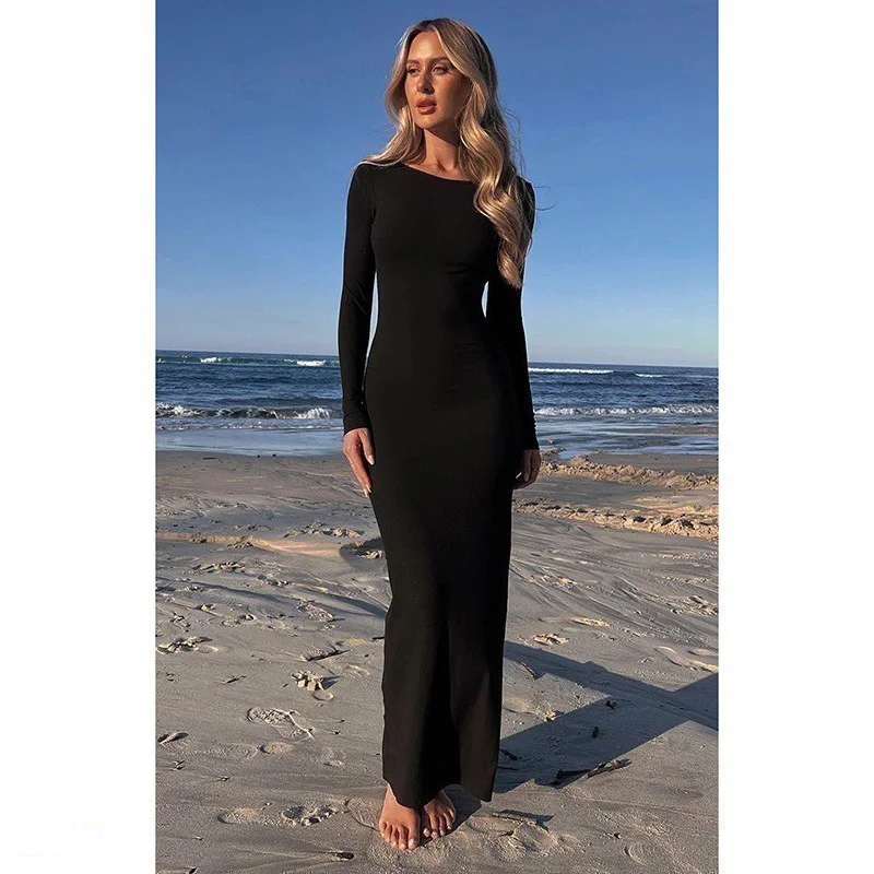 white christmas dresses High Life Black Sequin Square Neck Split Front Maxi Dress – Club L London main image 1