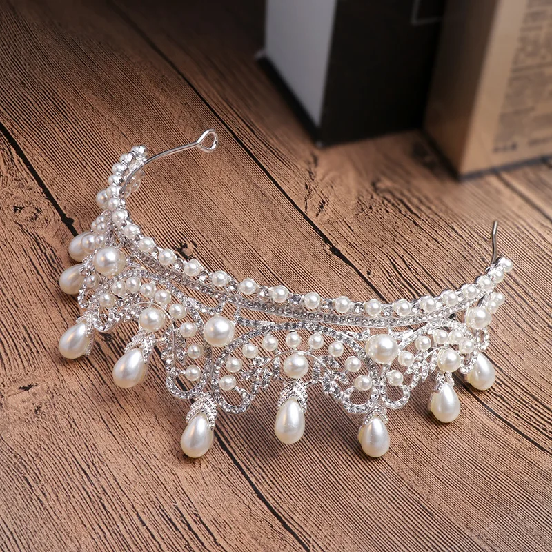 Корона из страз с жемчугом, Классические Свадебные короны принцессы с кристаллами, свадебные тиары для вечеринки, аксессуары для волос