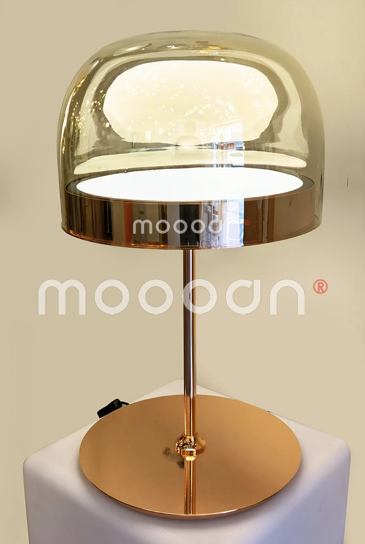 Modern Home decor designer Round Luxury Copper bedside LED Glass equator Table Lamp