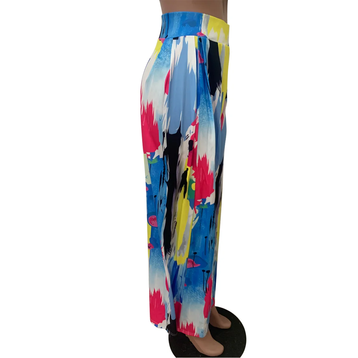 High Waist Graffiti Print Wide Leg Pants for Women