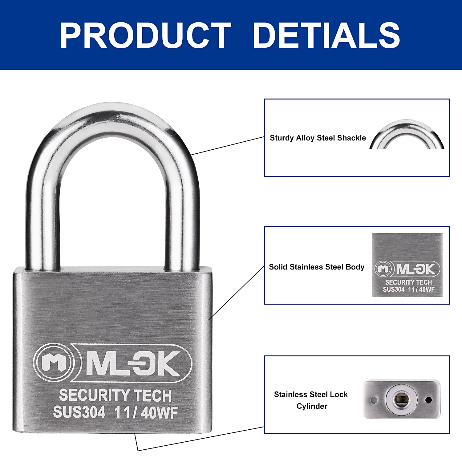 MOK Wholesale Locksmith Supplies High Security Key Alike Brass Copper Padlock Model 11/50WF Guangdong