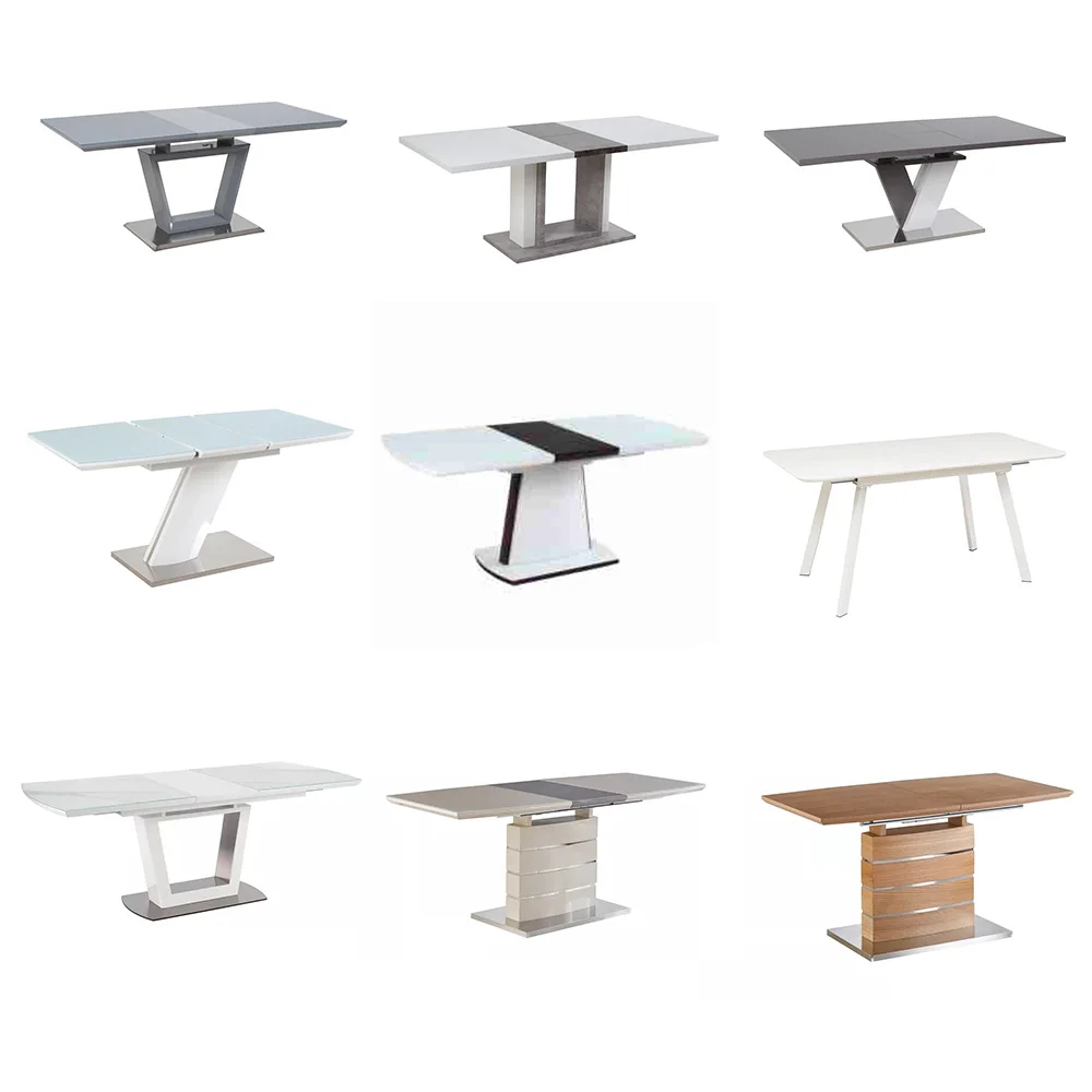 MDF Extending Dinning Furniture Extendable 6/8 Seat Modern Dining Table and Chairs Set Home Furniture BSCI Rectangle
