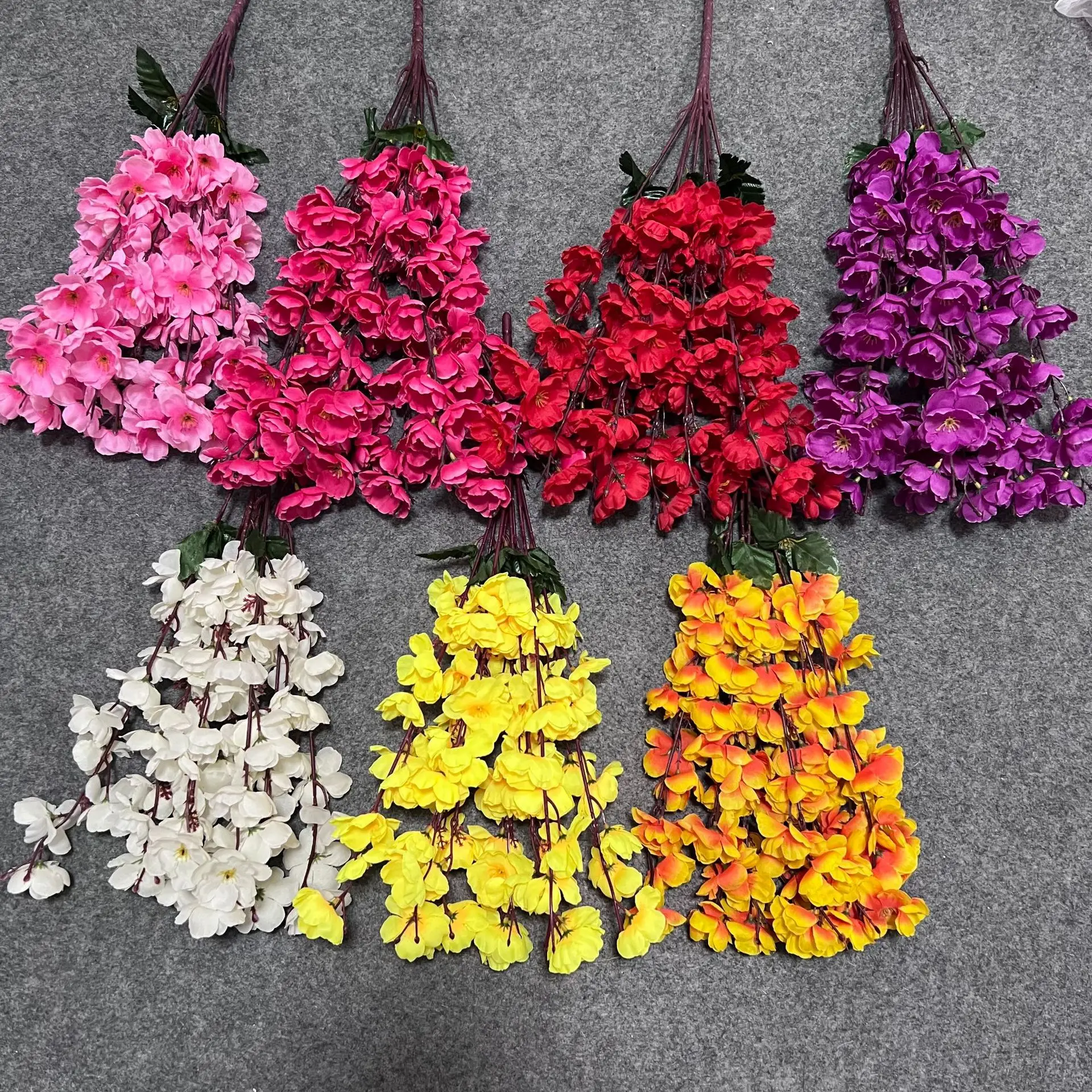 Wholesale Artificial Flowers 7 Forks Peach Flowers Artificial Blossom For Home Wedding