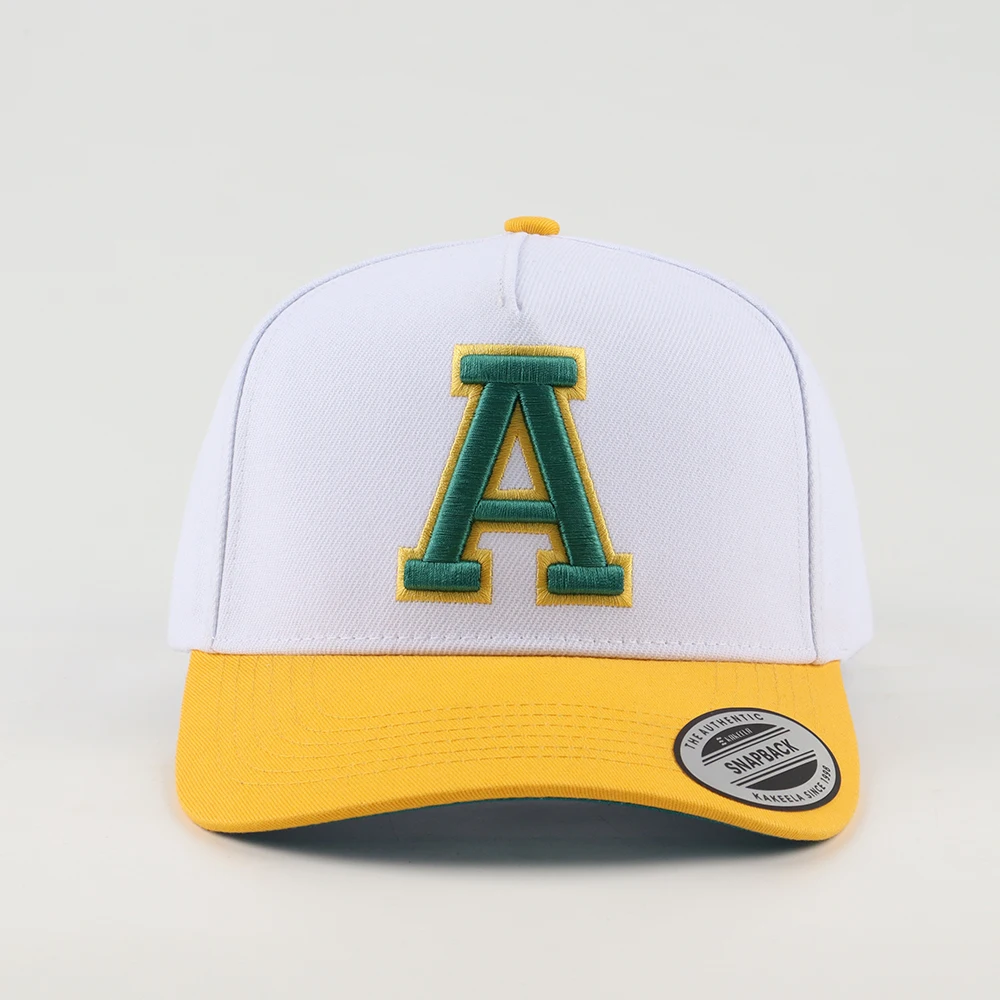 Wholesale 100% Cotton Twill 5 Panel Baseball Cap Two Tone Color With Outdoor Sports Baseball Hat Customize 3d Embroidery logo