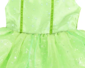 Sequined Tinkerbell Costume Kids Halloween Cosplay Dress up Birthday Party  Outfit With Wing Princess Dresses for Girl