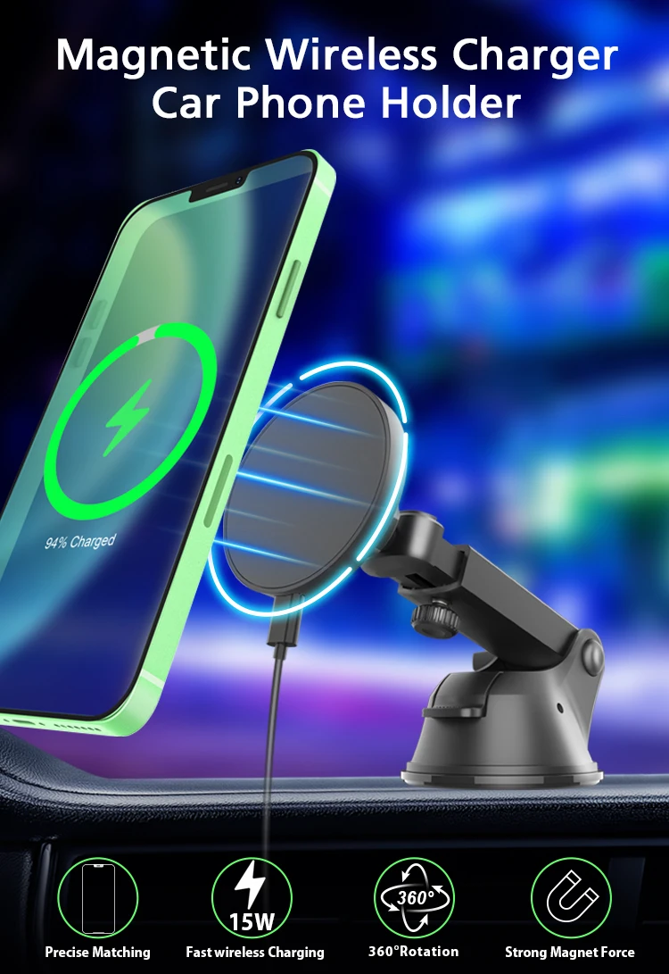 Mobile Phone Accessories Car Dashboard 15w Wireless Charger